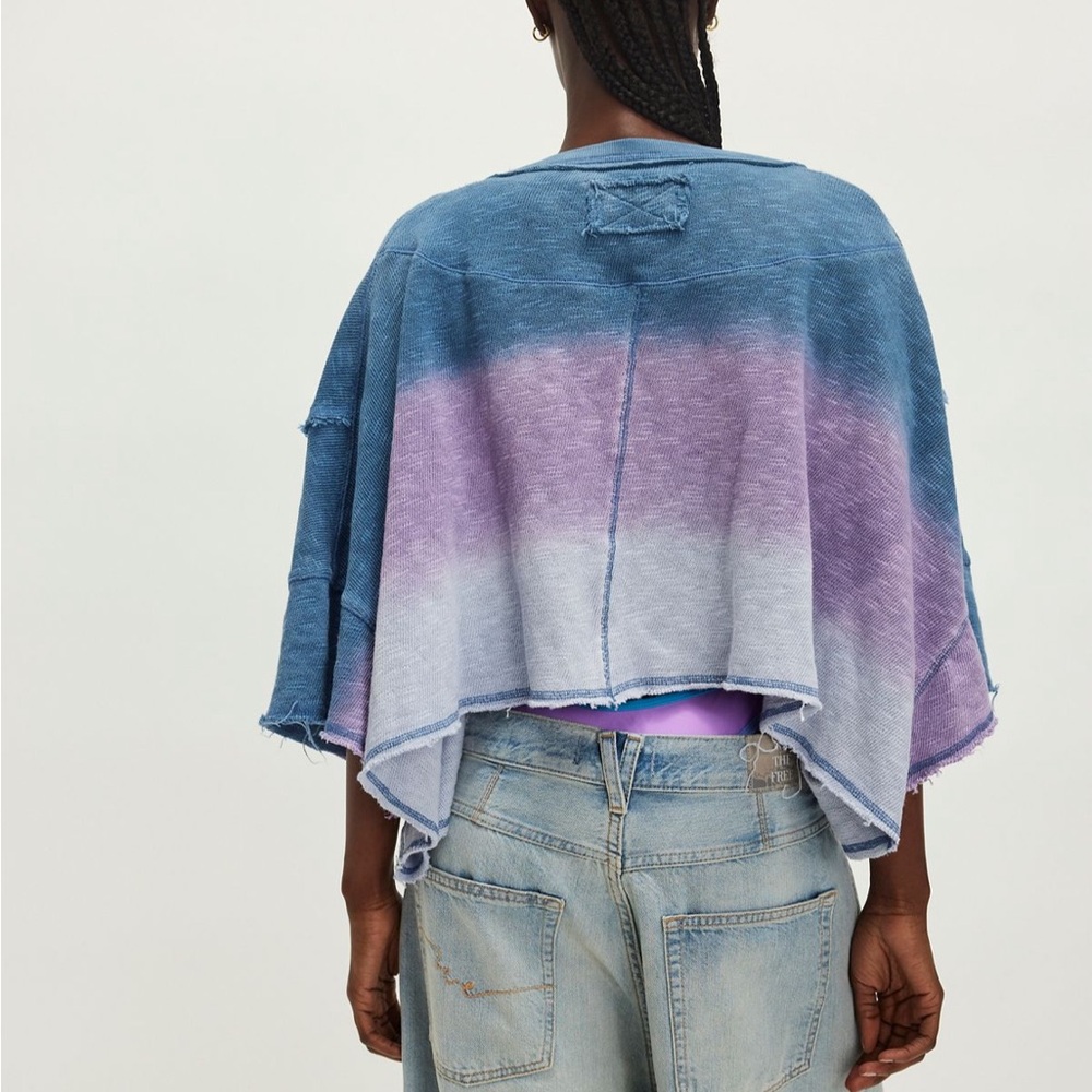 NWOT Free People We The Free After Midnight Washed Ombré Raw Hem Crop Tee Small - Picture 3 of 12
